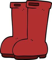 caricatura, garabato, rojo, wellies vector