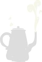 flat color illustration of a cartoon steaming  coffee pot vector