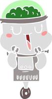 happy flat color style cartoon robot vector