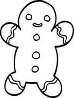 line drawing cartoon gingerbread man vector