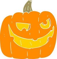 flat color illustration of a cartoon halloween pumpkin vector