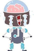 flat color style cartoon crying robot vector