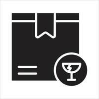 Fragile box glyph icon vector