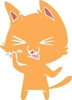 flat color style cartoon cat hissing vector