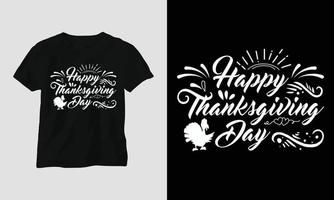 gráfico de camiseta del día de acción de gracias de otoño vector