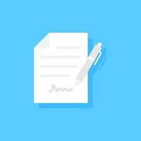Flat Icon of Signing a contract with a signature, Vector and Illustration.