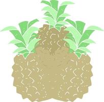 flat color illustration of a cartoon pineapple vector