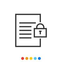 Document Paper Outline icon with Lock Symbol, Vector and Illustration.