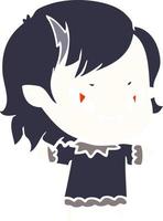 flat color style cartoon friendly vampire girl vector