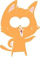 funny flat color style cartoon cat vector