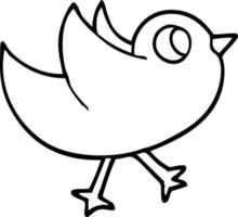 line drawing cartoon bird flapping wings vector