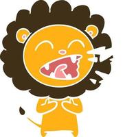 flat color style cartoon roaring lion vector