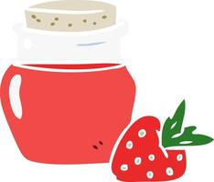 flat color style cartoon jar of strawberry jam vector