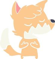 friendly flat color style cartoon fox vector