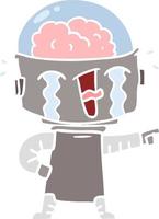 flat color style cartoon crying robot pointing vector