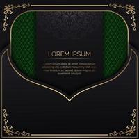 luxury background, black and green, with gold vintage ornaments vector