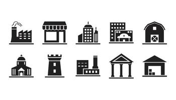 edificios, ciudad. iconos sólidos editables vector