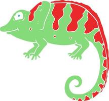 flat color illustration of a cartoon chameleon vector