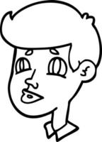 line drawing cartoon of a boy face vector