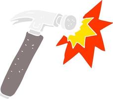 flat color illustration of a cartoon hammer vector