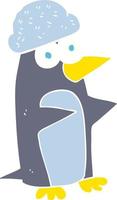 flat color illustration of a cartoon penguin vector