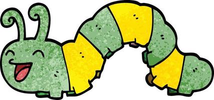 cartoon doodle laughing caterpillar vector