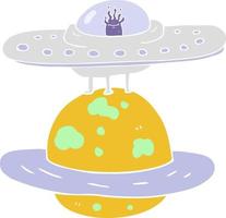 flat color illustration of a cartoon flying saucer vector