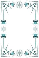 Rectangular Halloween frame with spiders and spider webs. vector illustration