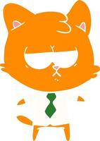 bored flat color style cartoon cat vector