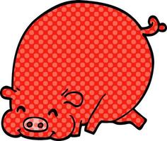 cartoon doodle fat pig vector