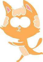 happy flat color style cartoon cat vector