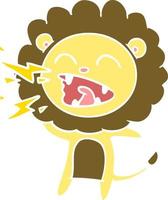 flat color style cartoon roaring lion vector