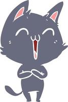 happy flat color style cartoon cat vector