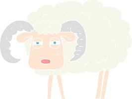 flat color illustration of a cartoon ram vector