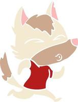 flat color style cartoon wolf running vector