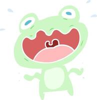 cute flat color style cartoon frog frightened vector