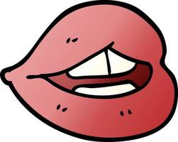 cartoon doodle pink lips vector