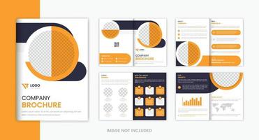 8 pages business brochure design template, corporate multipage brochure vector