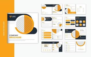 orange corporate square 16 pages brochure design template vector