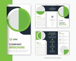 Green corporate trifold brochure design template, company profile, business brochure vector