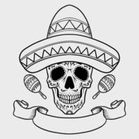 Mexican sugar skull with banner vector