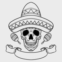 calavera de azúcar mexicana con pancarta vector