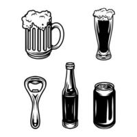 conjunto de objetos de cerveza vector