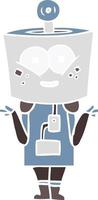 happy flat color style cartoon robot shrugging shoulders vector