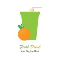 Fresh orange drink cup logo vector