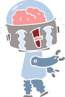 flat color style cartoon crying robot vector