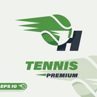 logotipo de la letra h del alfabeto de la pelota de tenis vector