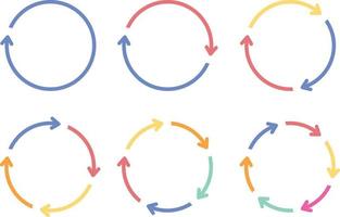 colorful Circle arrows set isolate on white background. vector