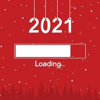 Loading bar New Year 2021 isolate on red background. vector