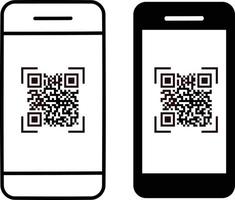 teléfono inteligente escaneando código qr aislar sobre fondo blanco. vector